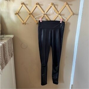 Riva USA leather styled high waisted leggings with slit knees